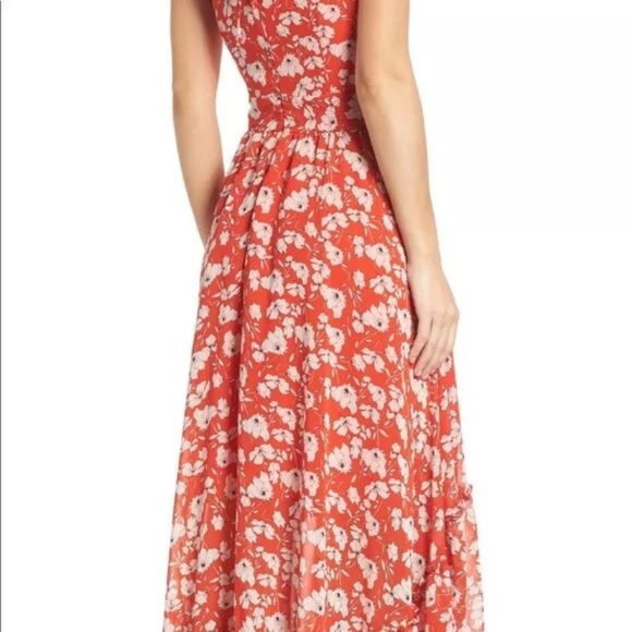Eliza J high-low Red open Shoulder floral maxi dress Size 14 - Picture 2 of 10